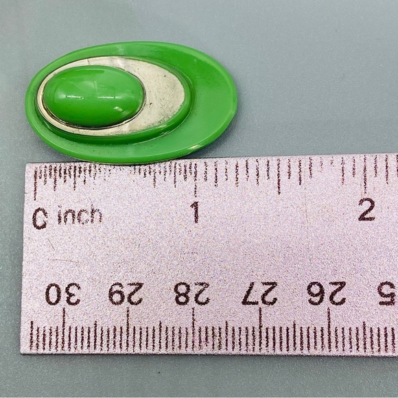 Vintage Art Deco Poured Glass Dress Clip Pin - Picture 4 of 15